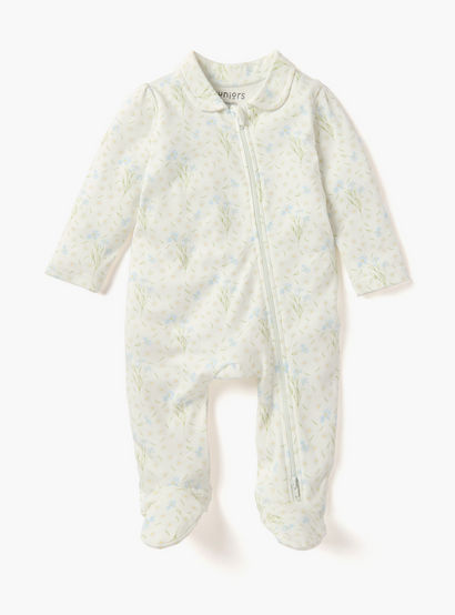 Juniors Printed Sleepsuit with Collar and Zip Closure-baby-girls-clothing-nightwear-sleepsuits-image-1