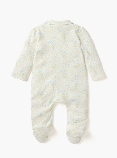 Juniors Printed Sleepsuit with Collar and Zip Closure-baby-girls-clothing-nightwear-sleepsuits-image-2