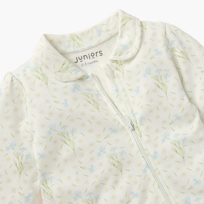 Juniors Printed Sleepsuit with Collar and Zip Closure