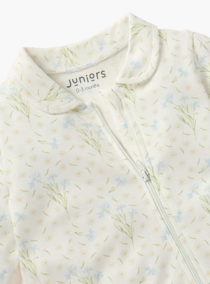 Juniors Printed Sleepsuit with Collar and Zip Closure-baby-girls-clothing-nightwear-sleepsuits-image-3