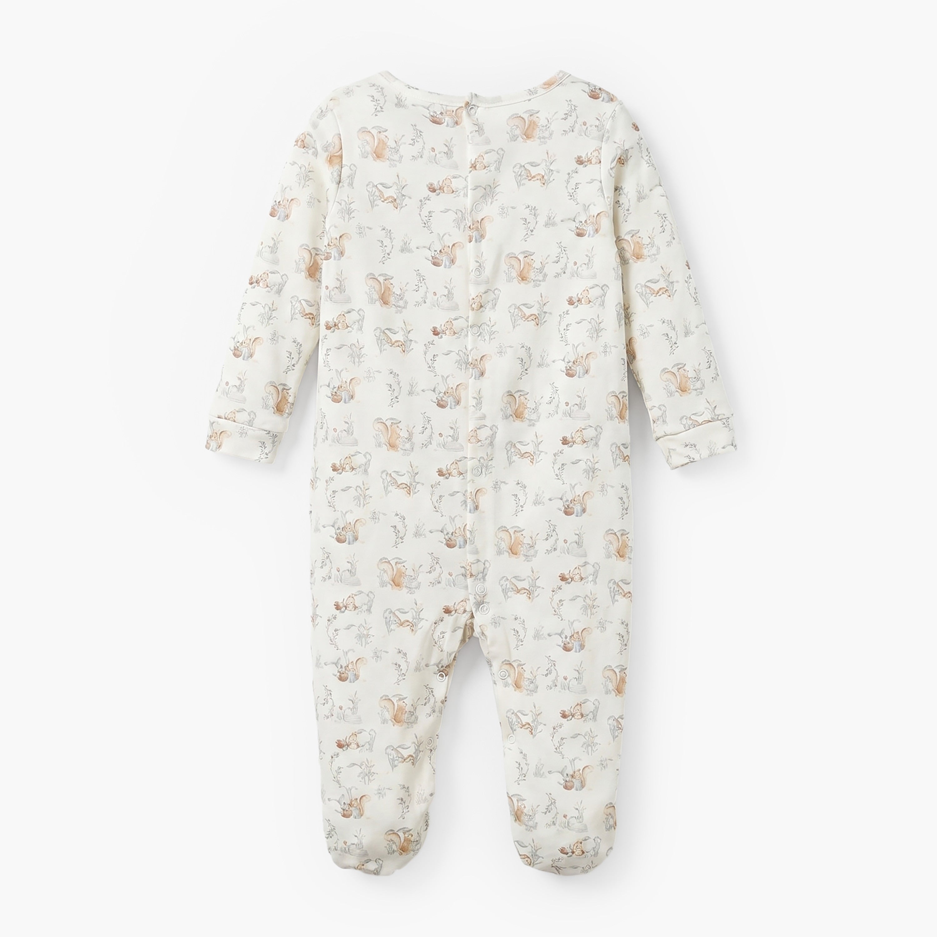 Juniors Rabbit Print Sleepsuit with Pintuck and Button Detail