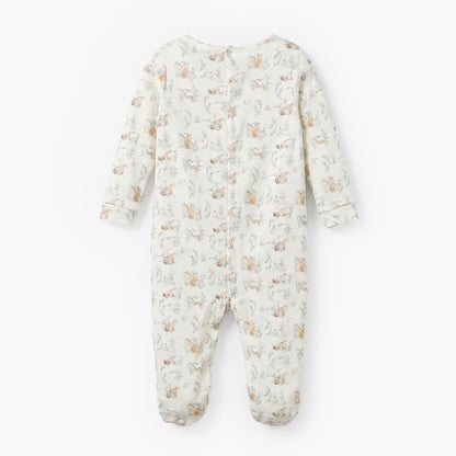 Juniors Rabbit Print Sleepsuit with Pintuck and Button Detail