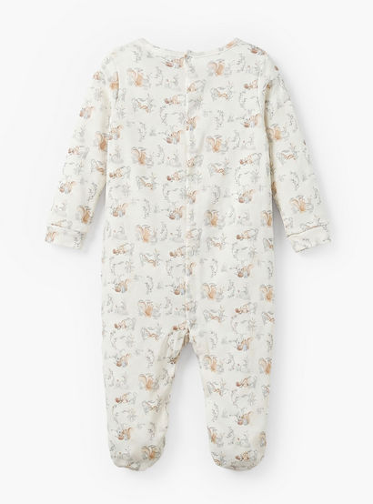 Juniors Rabbit Print Sleepsuit with Pintuck and Button Detail-baby-boys-clothing-nightwear-sleepsuits-image-4