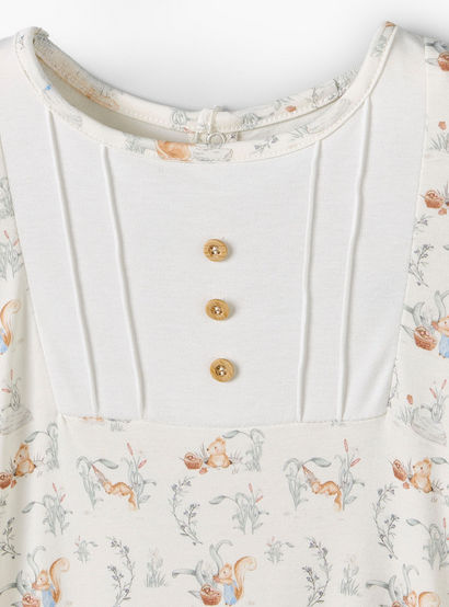 Juniors Rabbit Print Sleepsuit with Pintuck and Button Detail-baby-boys-clothing-nightwear-sleepsuits-image-5
