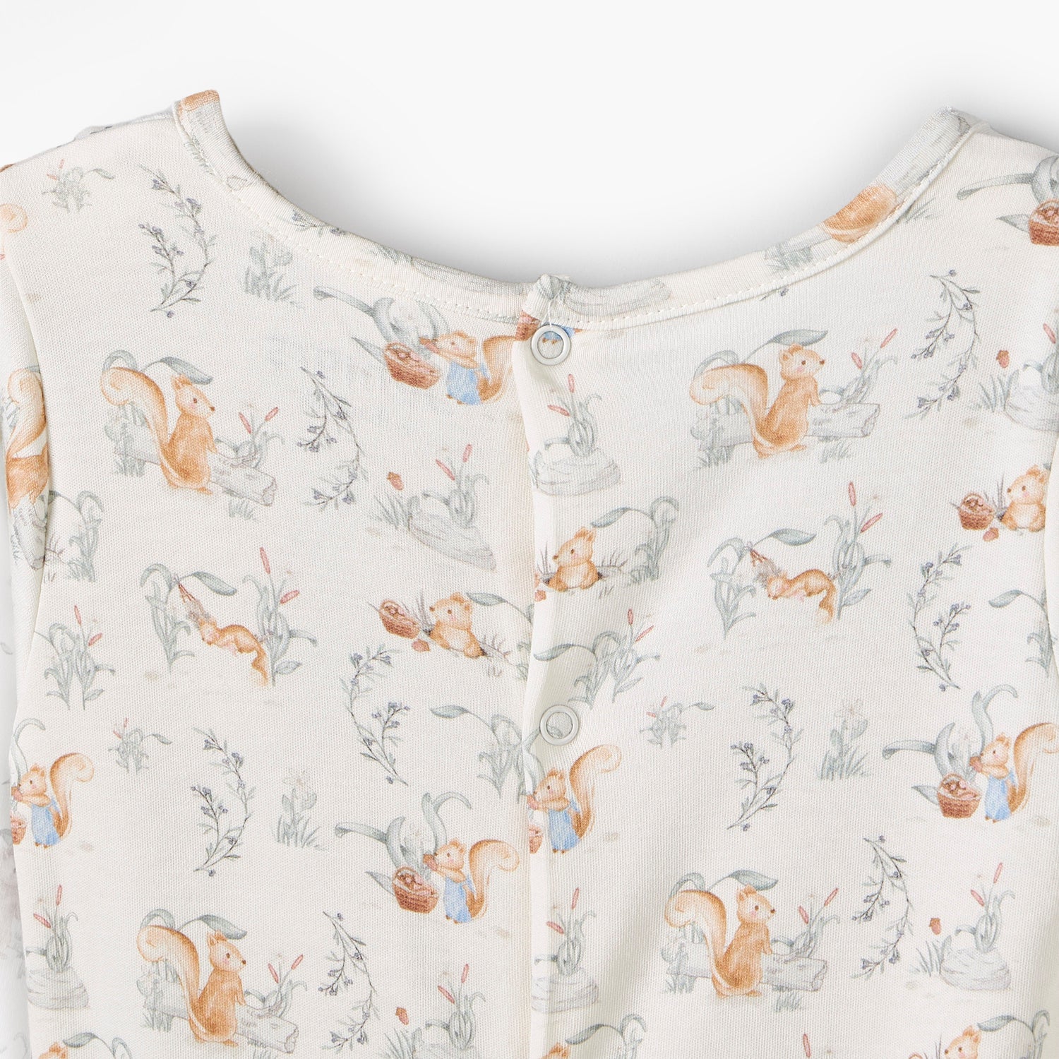 Juniors Rabbit Print Sleepsuit with Pintuck and Button Detail