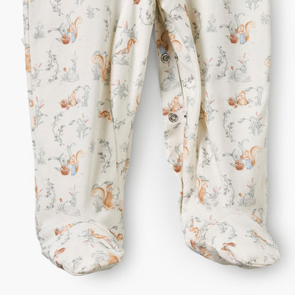 Juniors Rabbit Print Sleepsuit with Pintuck and Button Detail