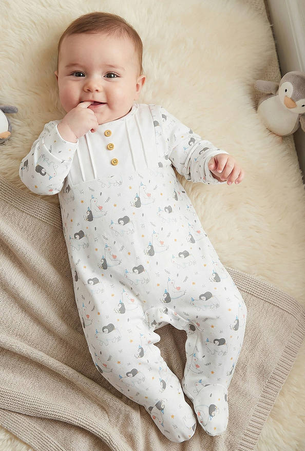 Juniors All-Over Print Closed Feet Sleepsuit with Long Sleeves - Set of 2