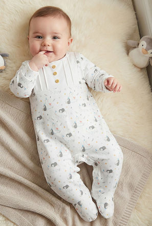 Juniors All-Over Print Closed Feet Sleepsuit with Long Sleeves - Set of 2