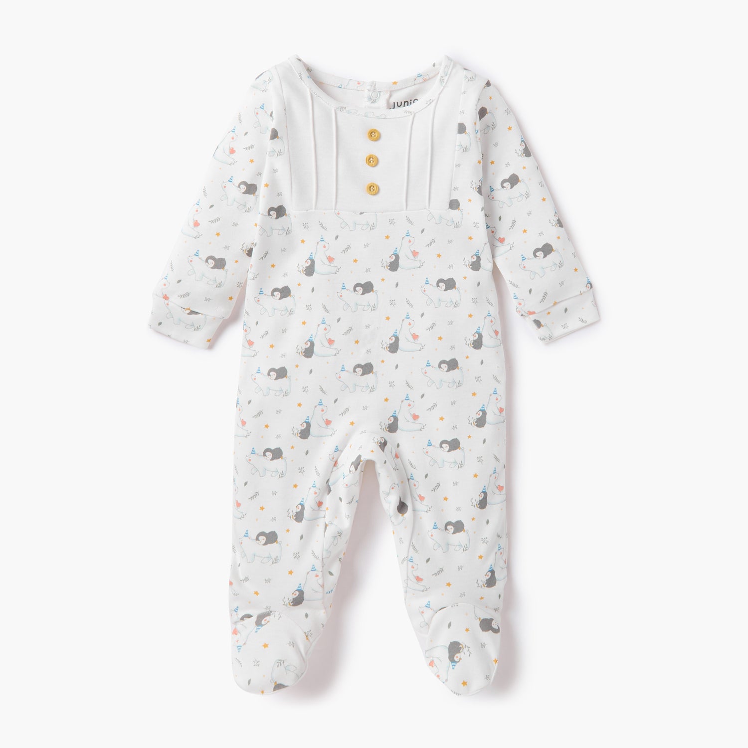 Juniors All-Over Print Closed Feet Sleepsuit with Long Sleeves - Set of 2