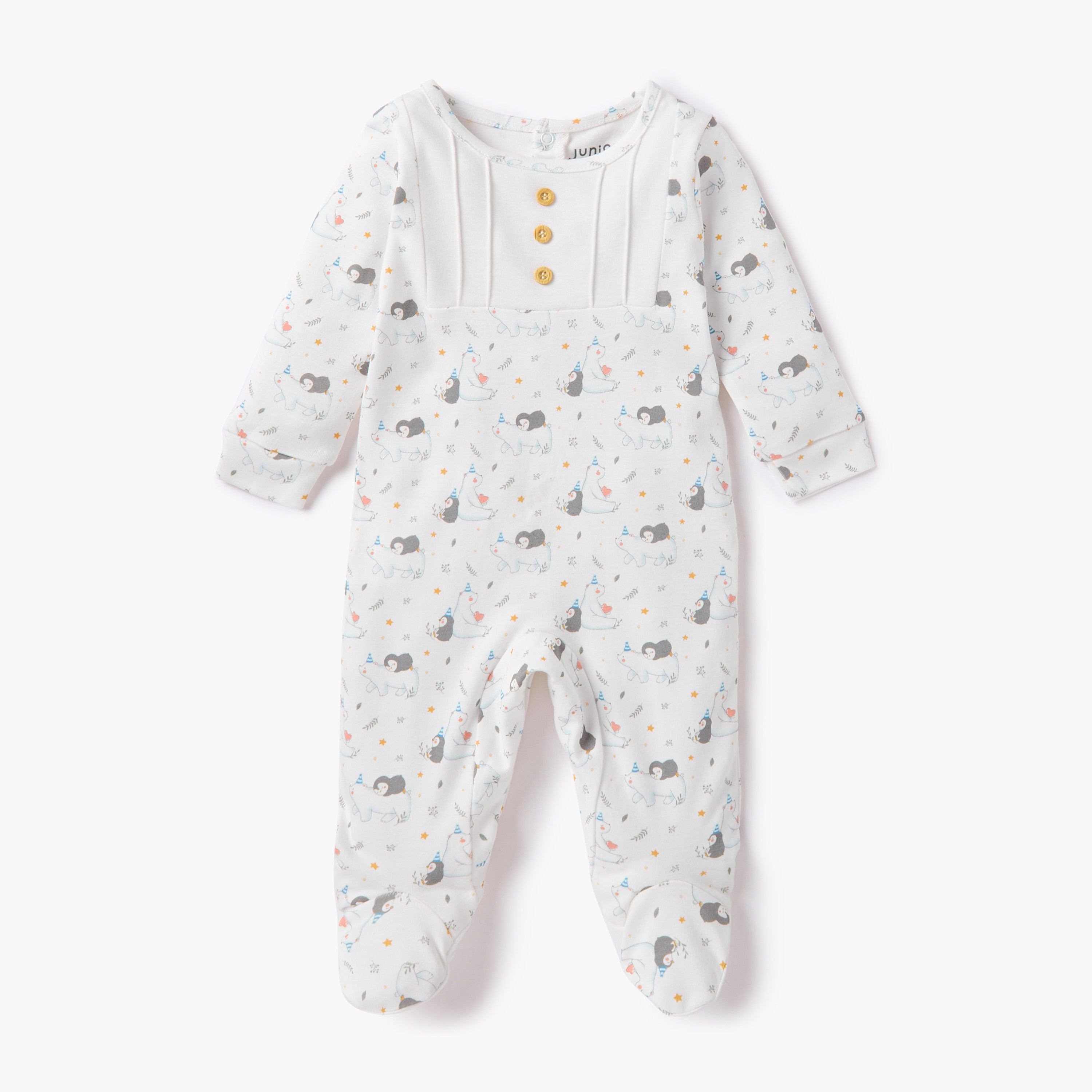 Juniors All-Over Print Closed Feet Sleepsuit with Long Sleeves - Set of 2