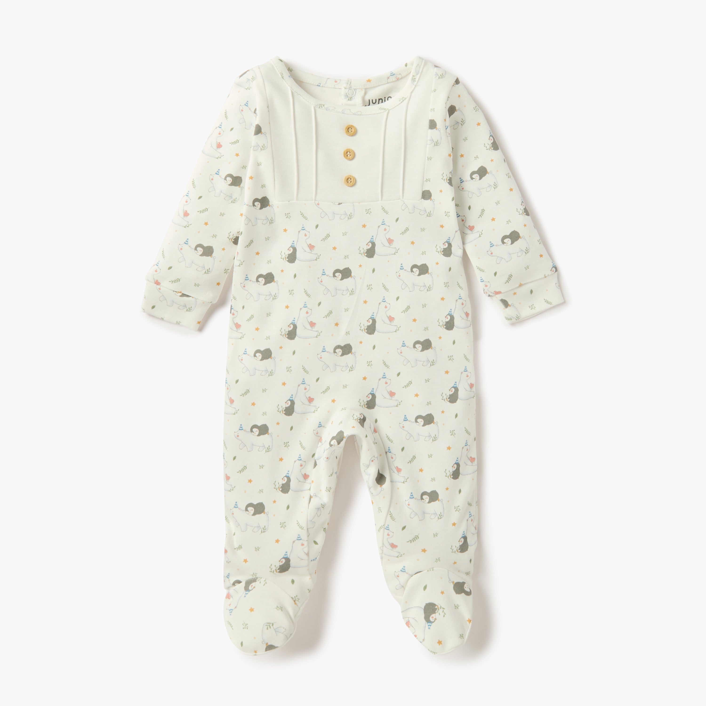 Juniors All-Over Print Closed Feet Sleepsuit with Long Sleeves - Set of 2