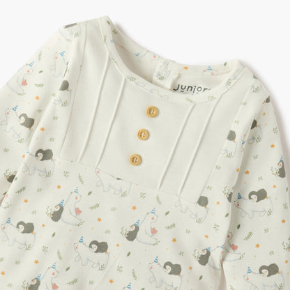 Juniors All-Over Print Closed Feet Sleepsuit with Long Sleeves - Set of 2