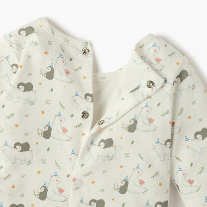 Juniors All-Over Print Closed Feet Sleepsuit with Long Sleeves - Set of 2