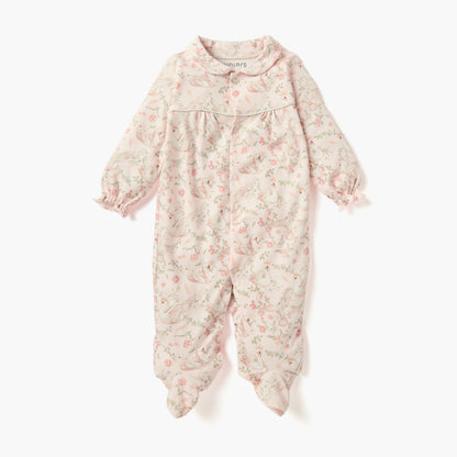 Juniors Swan Print Sleepsuit with Collar and Long Sleeves