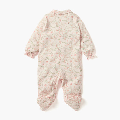 Juniors Swan Print Sleepsuit with Collar and Long Sleeves