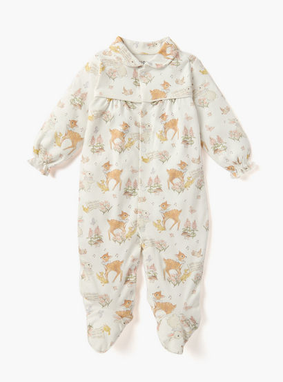 Juniors Animal Print Sleepsuit with Collar and Long Sleeves-baby-girls-clothing-nightwear-sleepsuits-image-1