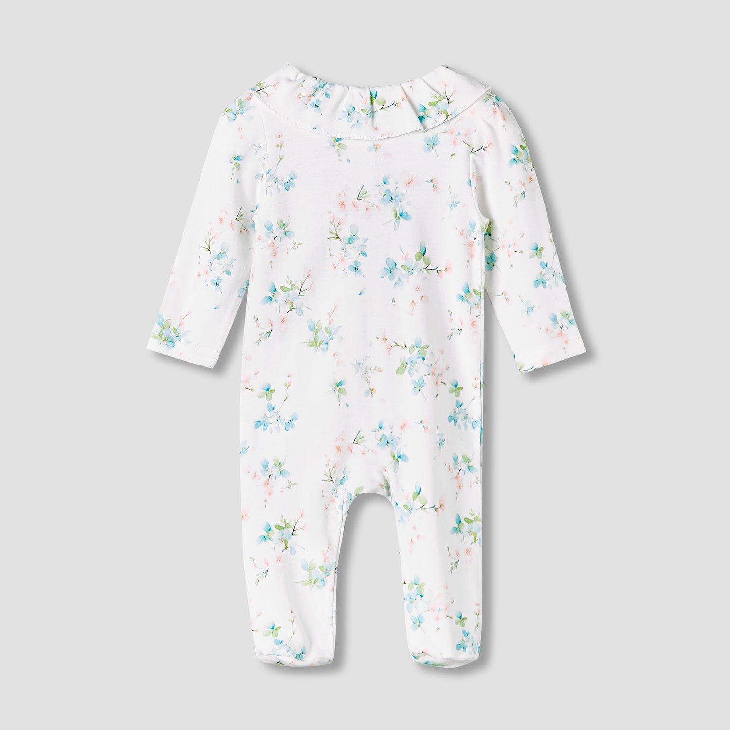 Juniors Bamboo Cotton Collared Long Sleeves Sleepsuit with Floral Print