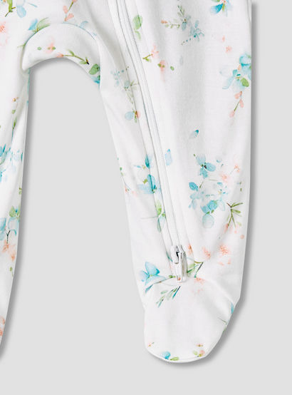 Juniors Bamboo Cotton Collared Long Sleeves Sleepsuit with Floral Print-baby-girls-clothing-nightwear-sleepsuits-image-5