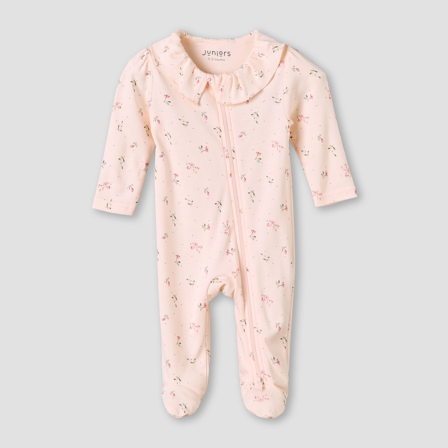 Juniors Bamboo Cotton Collared Long Sleeve Sleepsuit with Floral Print