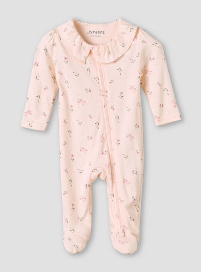 Juniors Bamboo Cotton Collared Long Sleeve Sleepsuit with Floral Print-baby-girls-clothing-nightwear-sleepsuits-image-2
