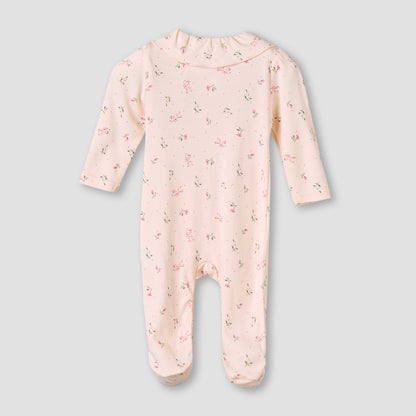 Juniors Bamboo Cotton Collared Long Sleeve Sleepsuit with Floral Print