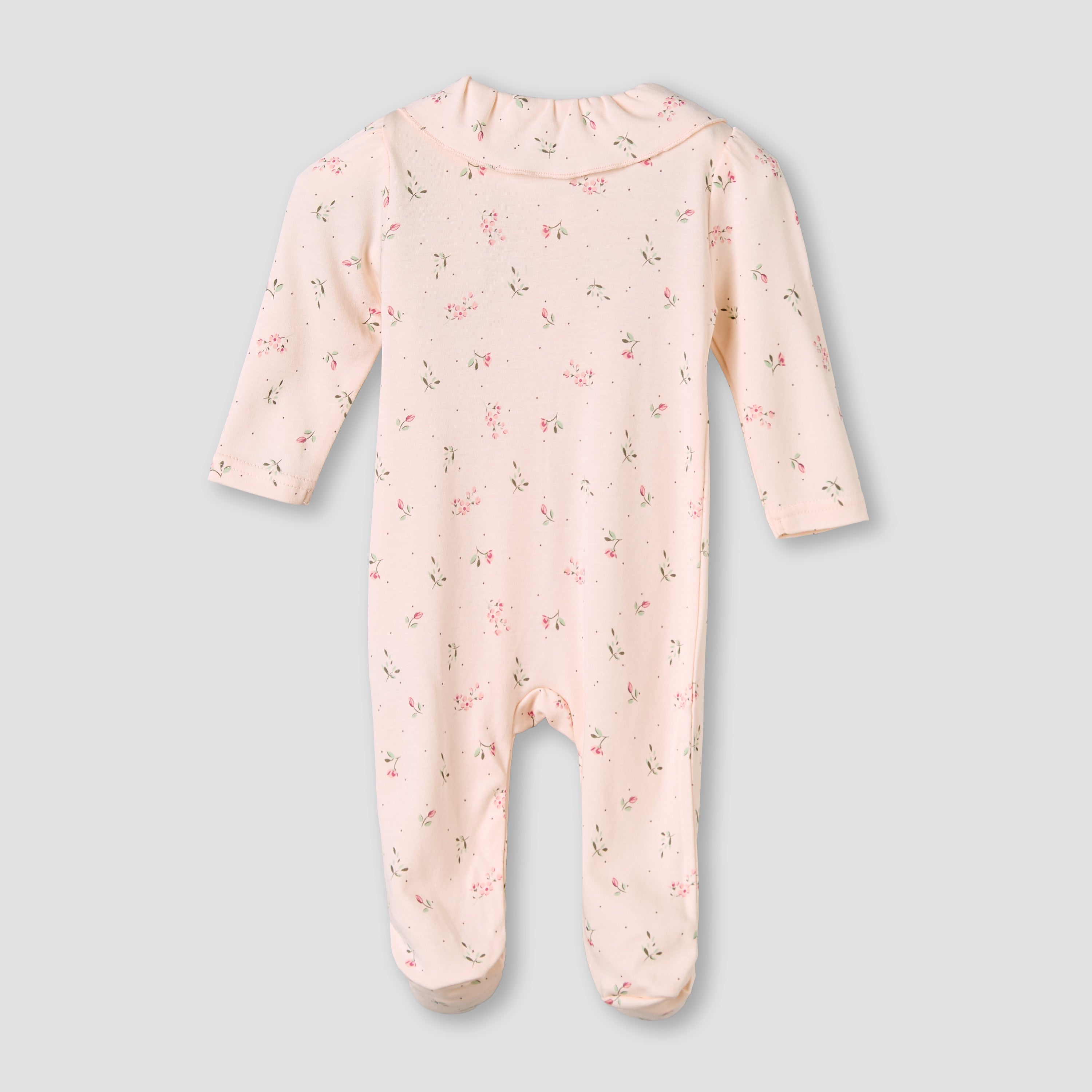 Juniors Bamboo Cotton Collared Long Sleeve Sleepsuit with Floral Print