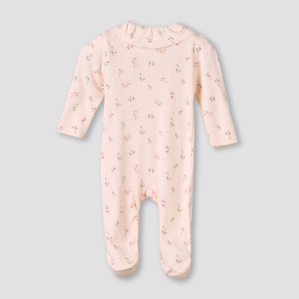 Juniors Bamboo Cotton Collared Long Sleeve Sleepsuit with Floral Print