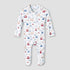 Juniors Bamboo Cotton Collared Long Sleeve Sleepsuit with Vehicle Print - Blue / 12-18 mths