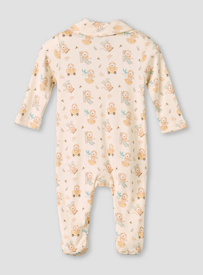 Juniors Bamboo Cotton Collared Long Sleeve Sleepsuit with Lion Print-baby-boys-clothing-nightwear-sleepsuits-image-3