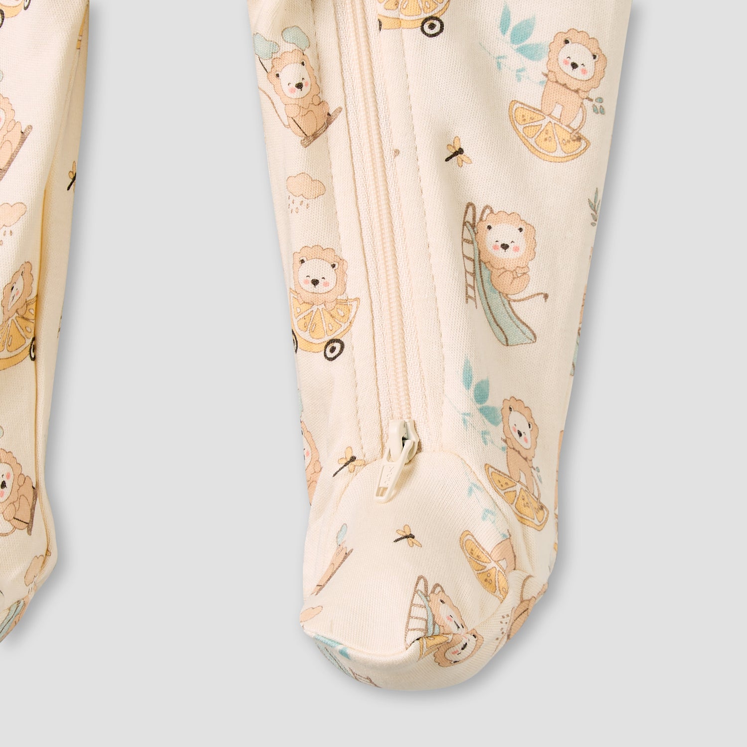 Juniors Bamboo Cotton Collared Long Sleeve Sleepsuit with Lion Print
