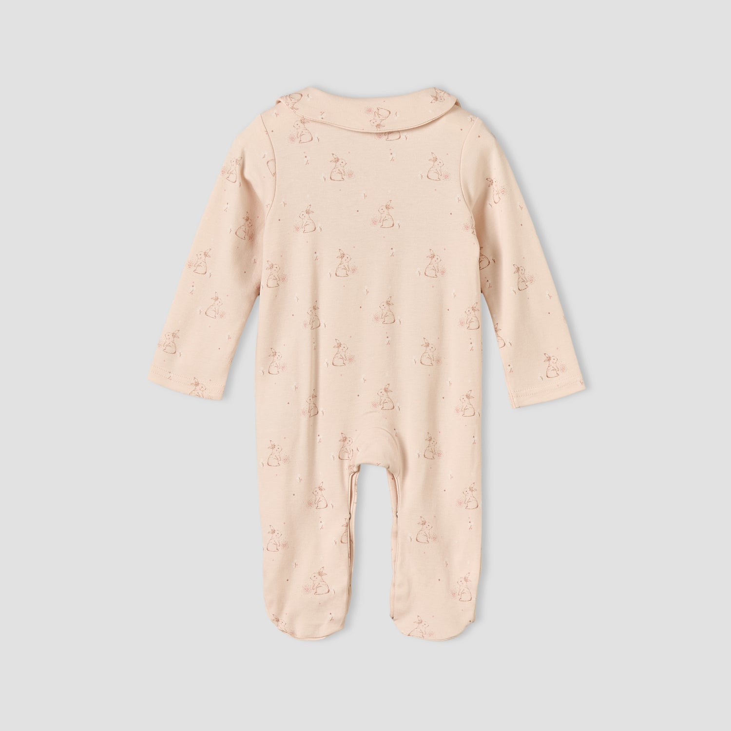 Juniors Cotton Collared Long Sleeves Sleepsuit with Bunny Print