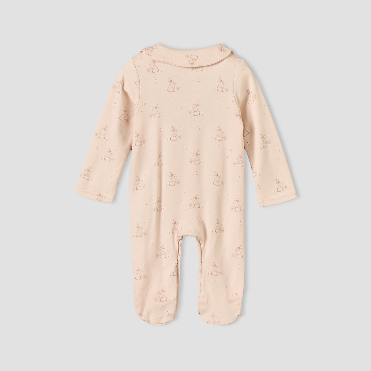 Juniors Cotton Collared Long Sleeves Sleepsuit with Bunny Print