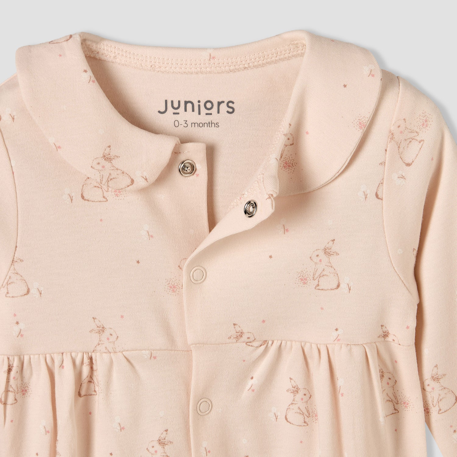 Juniors Cotton Collared Long Sleeves Sleepsuit with Bunny Print