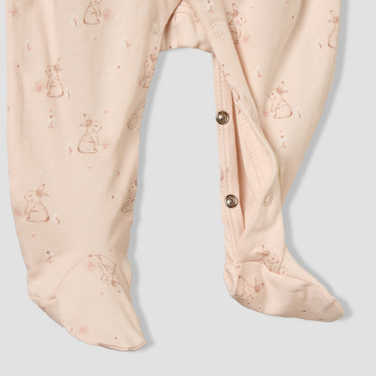 Juniors Cotton Collared Long Sleeves Sleepsuit with Bunny Print
