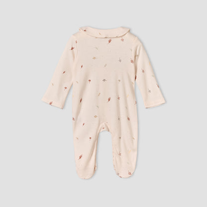 Juniors Cotton Collared Long Sleeves Sleepsuit with Botanical Print