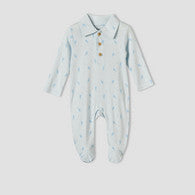 Juniors Cotton Collared Long Sleeves Sleepsuit with Bunny Print-undefined-image-1