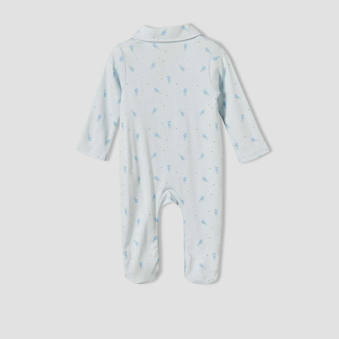 Juniors Cotton Collared Long Sleeves Sleepsuit with Bunny Print