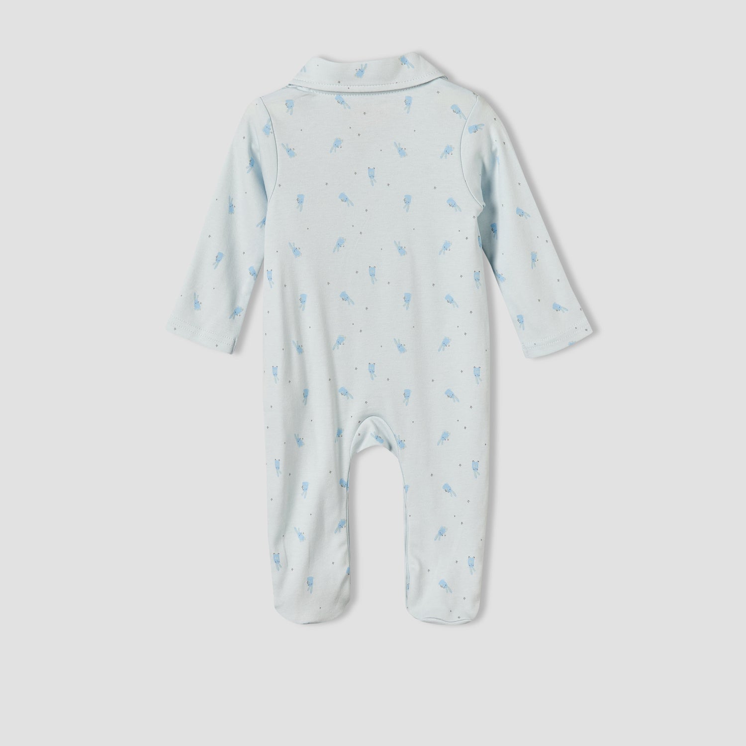 Juniors Cotton Collared Long Sleeves Sleepsuit with Bunny Print