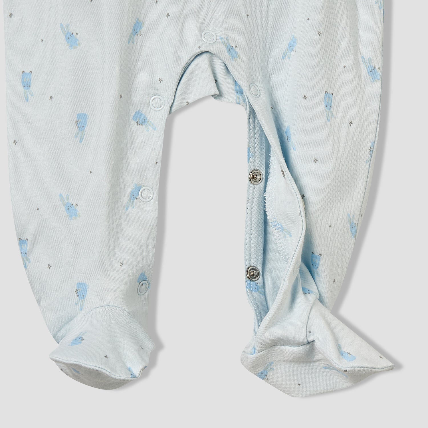 Juniors Cotton Collared Long Sleeves Sleepsuit with Bunny Print
