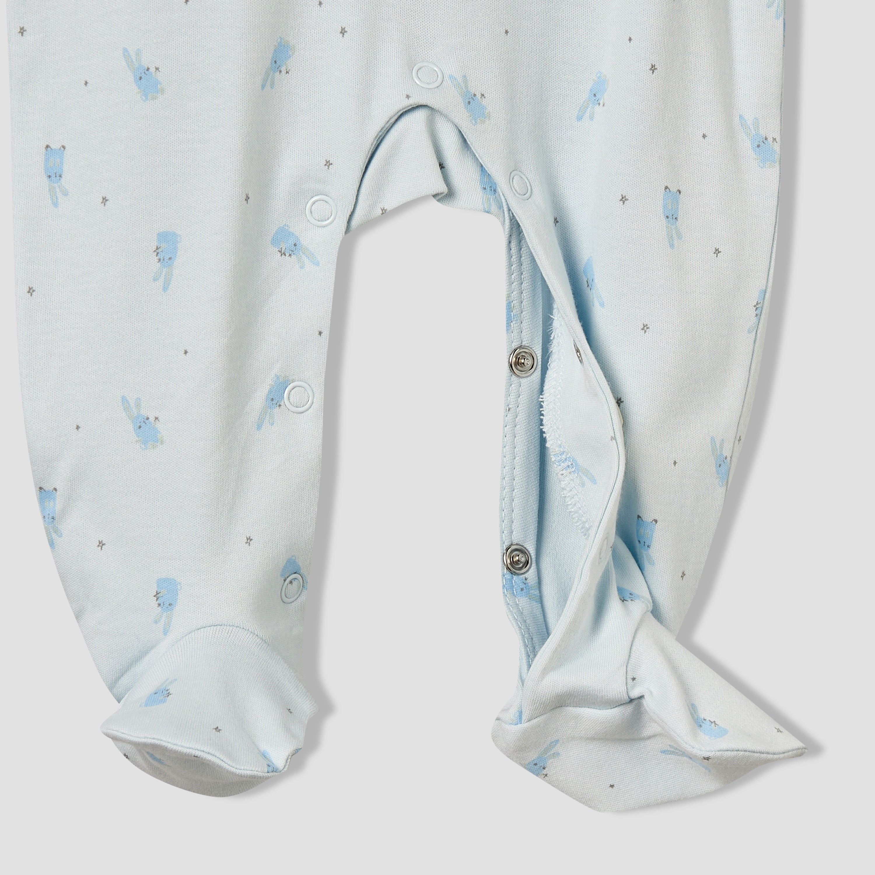 Juniors Cotton Collared Long Sleeves Sleepsuit with Bunny Print