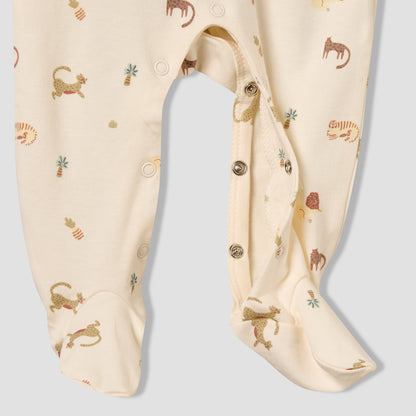 Juniors Cotton Collared Long Sleeves Sleepsuit with Safari Print