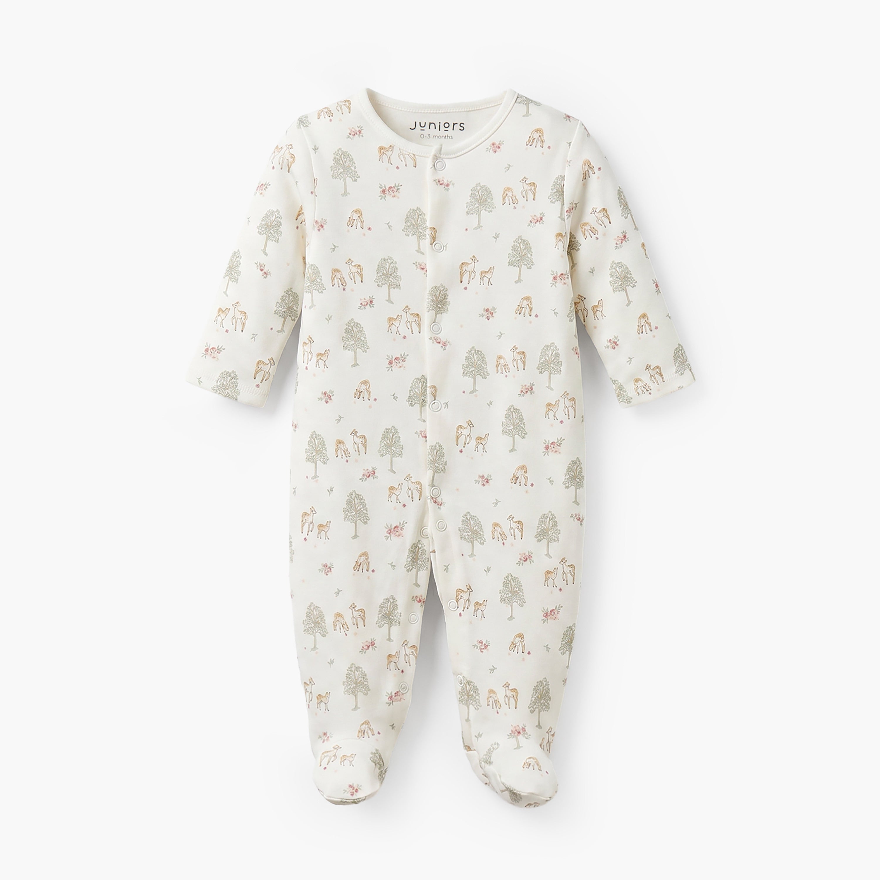 Pack of 3 Juniors Crew Neck Long Sleeves Sleepsuit with Deer Print