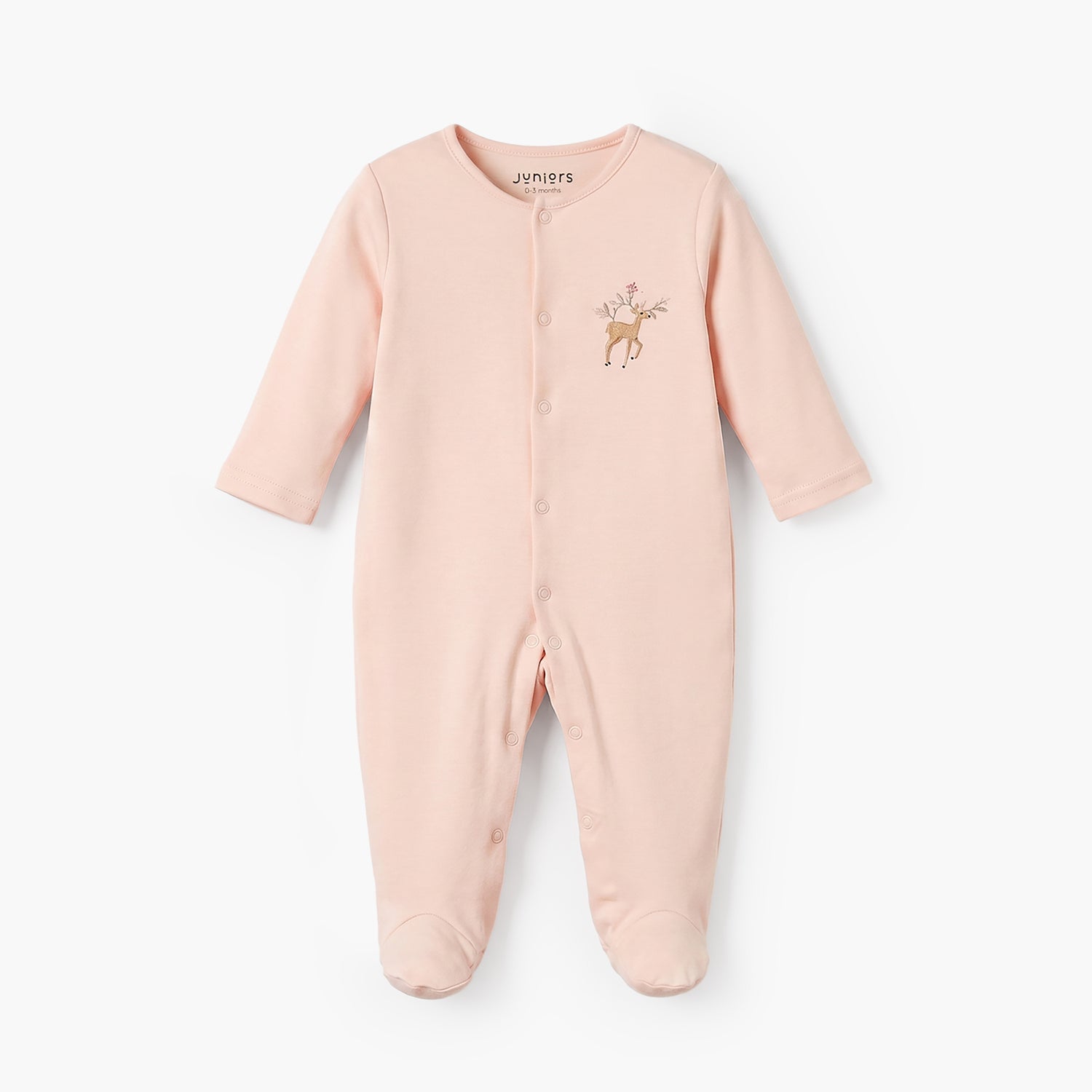 Pack of 3 Juniors Crew Neck Long Sleeves Sleepsuit with Deer Print