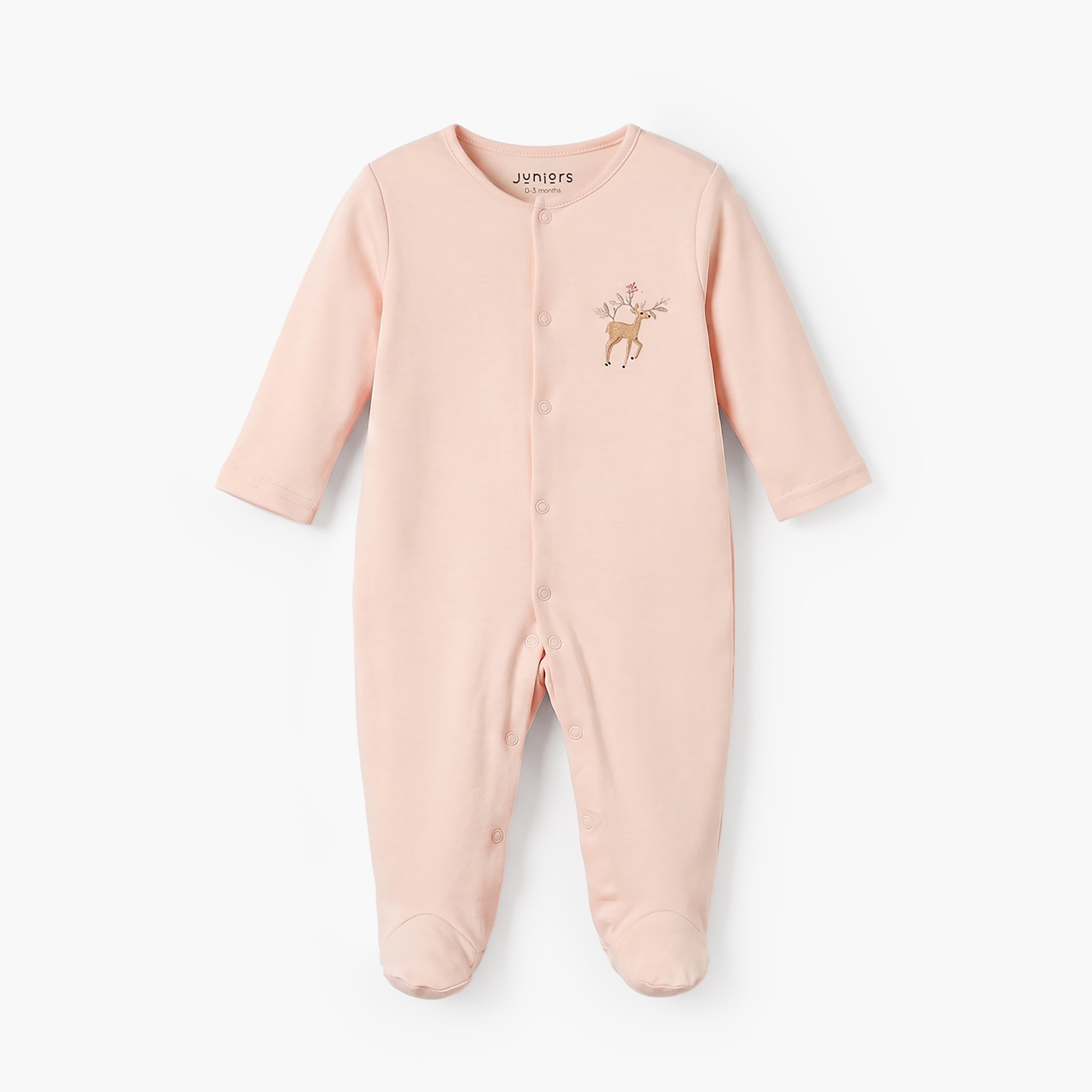 Pack of 3 Juniors Crew Neck Long Sleeves Sleepsuit with Deer Print