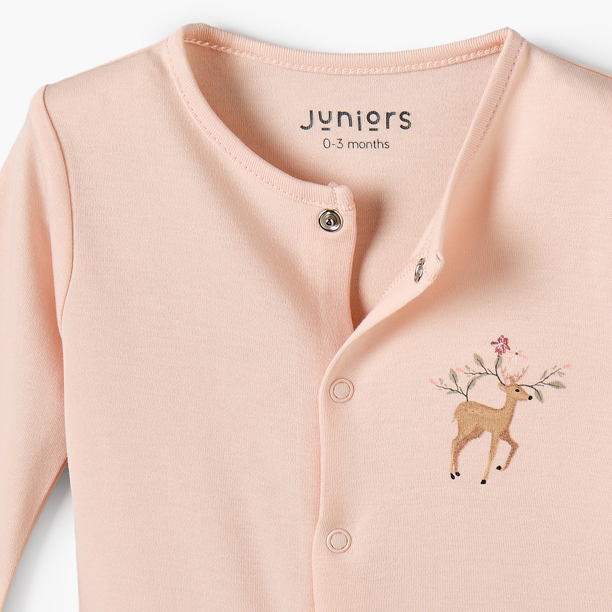 Pack of 3 Juniors Crew Neck Long Sleeves Sleepsuit with Deer Print