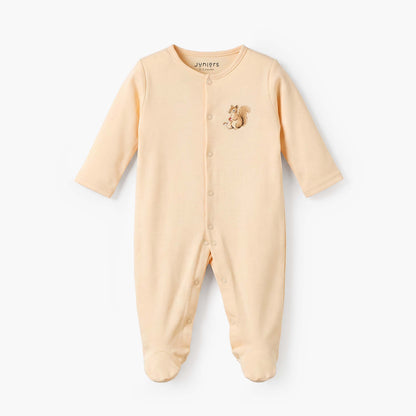 Pack of 3 Juniors Cotton Crew Neck Long Sleeves Sleepsuit with Squirrel Print