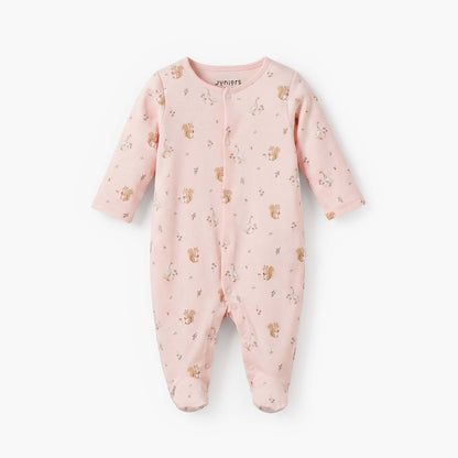 Pack of 3 Juniors Cotton Crew Neck Long Sleeves Sleepsuit with Squirrel Print