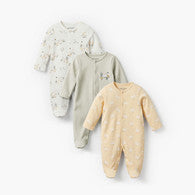 Pack of 3 Juniors Bamboo Cotton Round Neck Long Sleeves Sleepsuit with Duck Print-undefined-image-1