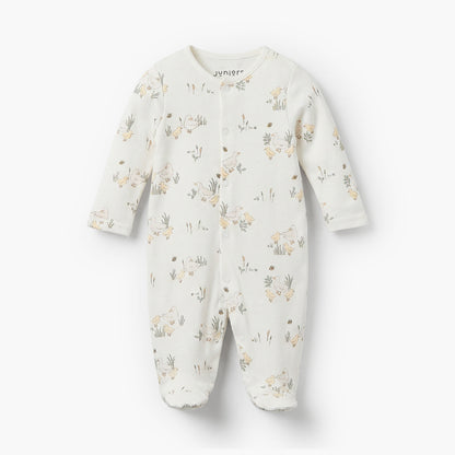 Pack of 3 Juniors Bamboo Cotton Round Neck Long Sleeves Sleepsuit with Duck Print
