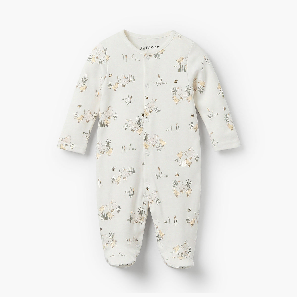 Pack of 3 Juniors Bamboo Cotton Round Neck Long Sleeves Sleepsuit with Duck Print